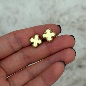 Gold Plated Clover Stud Earrings